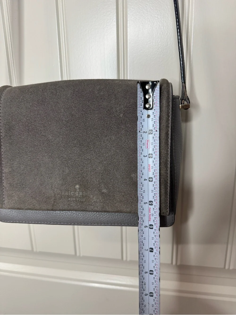 KATE SPADE ♠️ Gray Suede & Leather Crossbody Bag - 6 x 8” inches